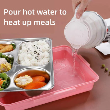 304 Stainless Steel Lunch Box Leakproof Insulated Student Dormitory Bento Box, Spec: 4 Grid Pink - Cutlery Sets by PMC Jewellery | Online Shopping South Africa | PMC Jewellery