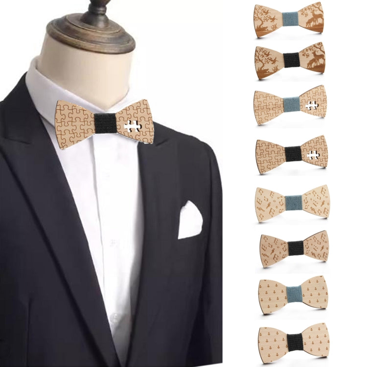 Wooden Bow Tie Men Bow Clothing Decoration, Color: Music Blue - Tie clip by PMC Jewellery | Online Shopping South Africa | PMC Jewellery