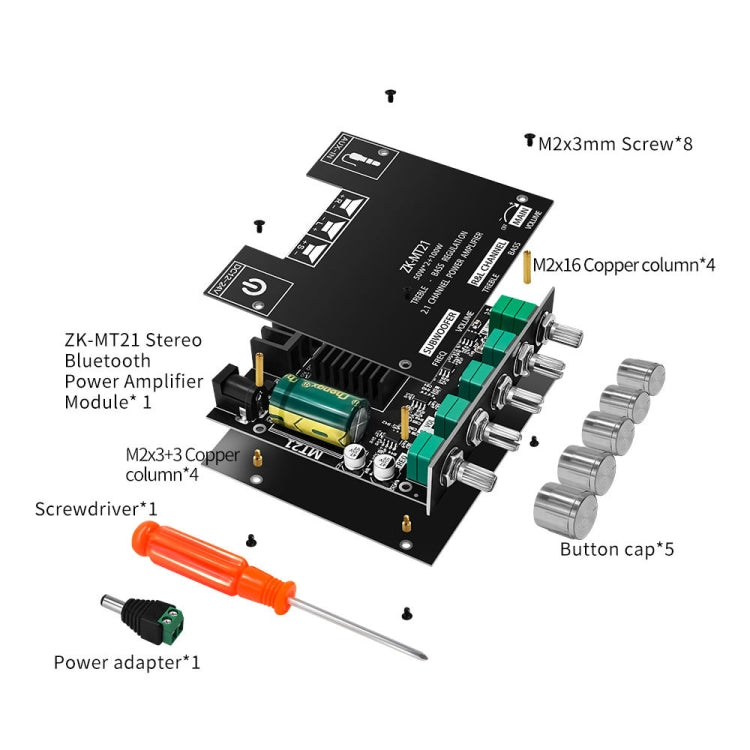 ZK-MT21 50W x 2+100W 2.1 Channel Bluetooth Digital Amplifier Module - Breadboard / Amplifier Board by PMC TechLife | Online Shopping South Africa | PMC TechLife