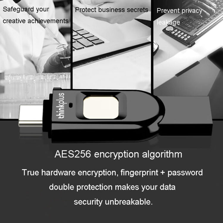 Lenovo Thinkplus TFU301 Dual Interface Type-C+USB Fingerprint Encrypted USB Flash Drive, Capacity: 256G - free shipping - PMC TechLife - Order now!