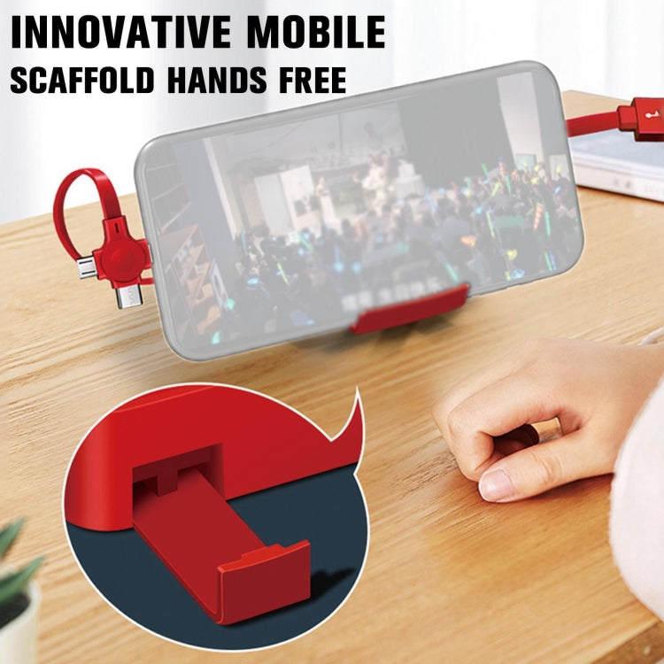 5-In-1 Telescopic Multifunctional Charging Cable Phone Bracket Function With Makeup Mirror(Pink) - Multifunction Cable by PMC Jewellery | Online Shopping South Africa | PMC Jewellery | Buy Now Pay Later Mobicred