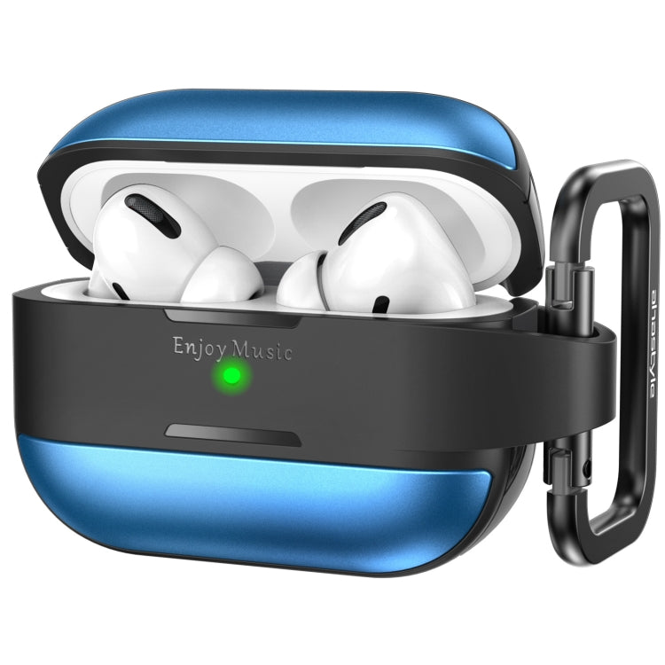 AhaStyle WG75-PRO For AirPods Pro Split TPU+Aluminum Alloy Combination Protective Cover(Blue) - For AirPods Pro by AhaStyle | Online Shopping South Africa | PMC Jewellery | Buy Now Pay Later Mobicred