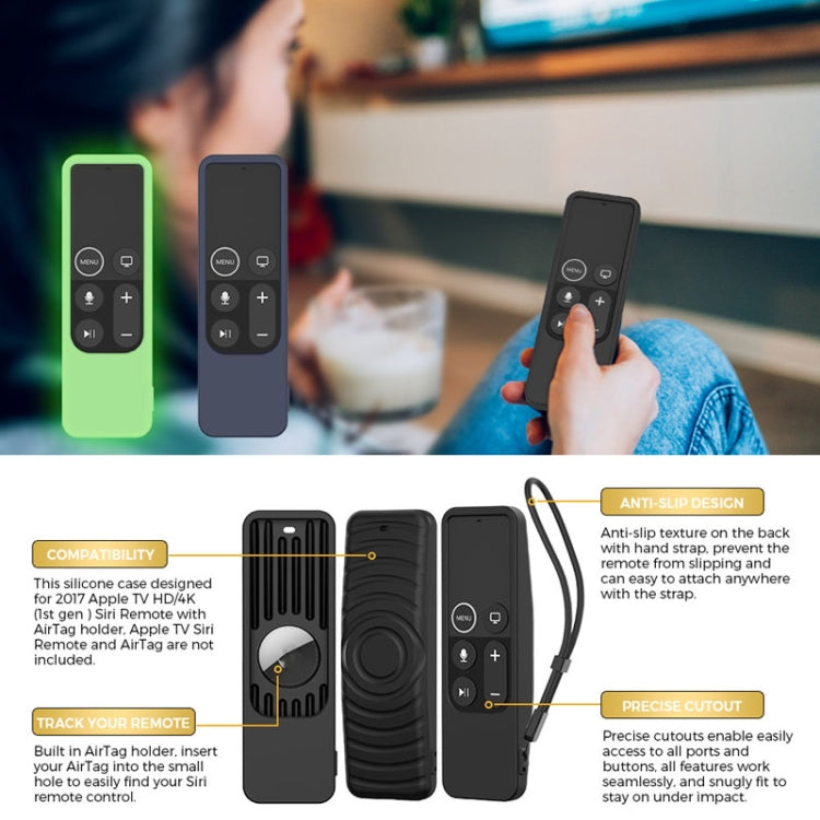 For Apple TV HD / 4K+AirTag AhaStyle PT175 Remote Control Tracker 2 In 1 Silicone Protective Cover(Black) - Remote Control Covers by AhaStyle | Online Shopping South Africa | PMC TechLife | Buy Now Pay Later Mobicred