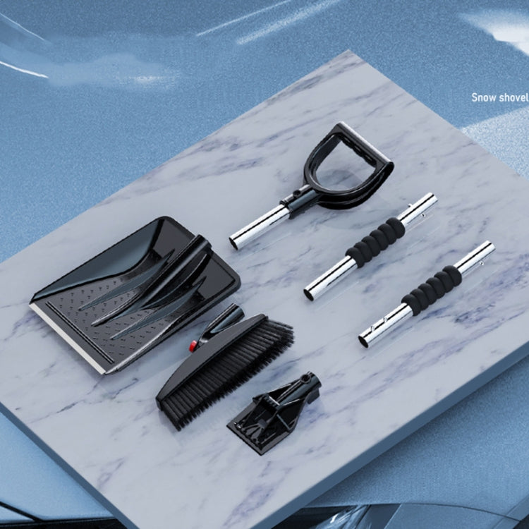 3-in-1 Car Snow Shovel Brush Kit Stainless Steel Retractable Ice Scraper(Black) - Ice Scraper by PMC TechLife | Online Shopping South Africa | PMC TechLife | Buy Now Pay Later Mobicred
