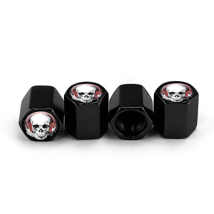 4pcs /Set Headset Skeleton Metal Tire Valve Caps Automobile Universal Modified Valve Covers(Black) - Tire Valve Caps by PMC TechLife | Online Shopping South Africa | PMC TechLife | Buy Now Pay Later Mobicred