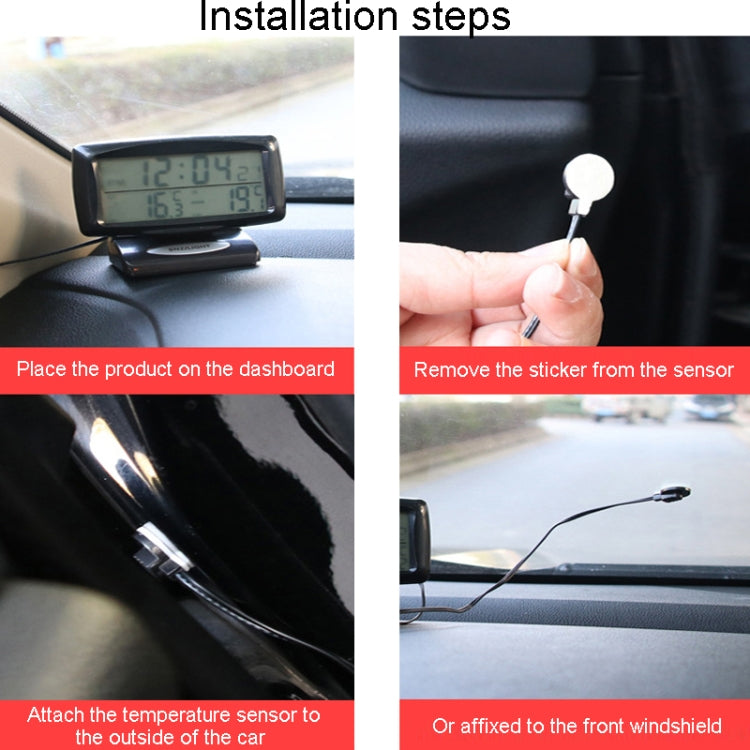 LCD Night Light Car Clock Automotive Electronics Inside And Outside Dual Thermometer - Clocks & Car Meters by PMC TechLife | Online Shopping South Africa | PMC TechLife | Buy Now Pay Later Mobicred