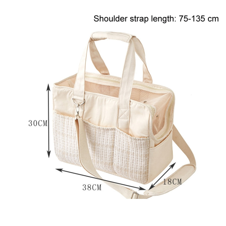Portable Cotton Canvas Outing Shoulder Cat Bag(Beige) - Pet Bags by PMC TechLife | Online Shopping South Africa | PMC TechLife | Buy Now Pay Later Mobicred