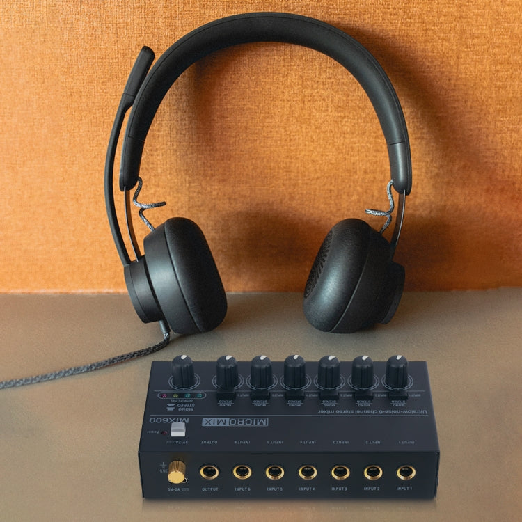 Ultra-Compact Low-Noise 6 Channel Stereo Audio Mixer, US Plug(MIX600) - Live Sound Effects Processors by PMC TechLife | Online Shopping South Africa | PMC TechLife | Buy Now Pay Later Mobicred