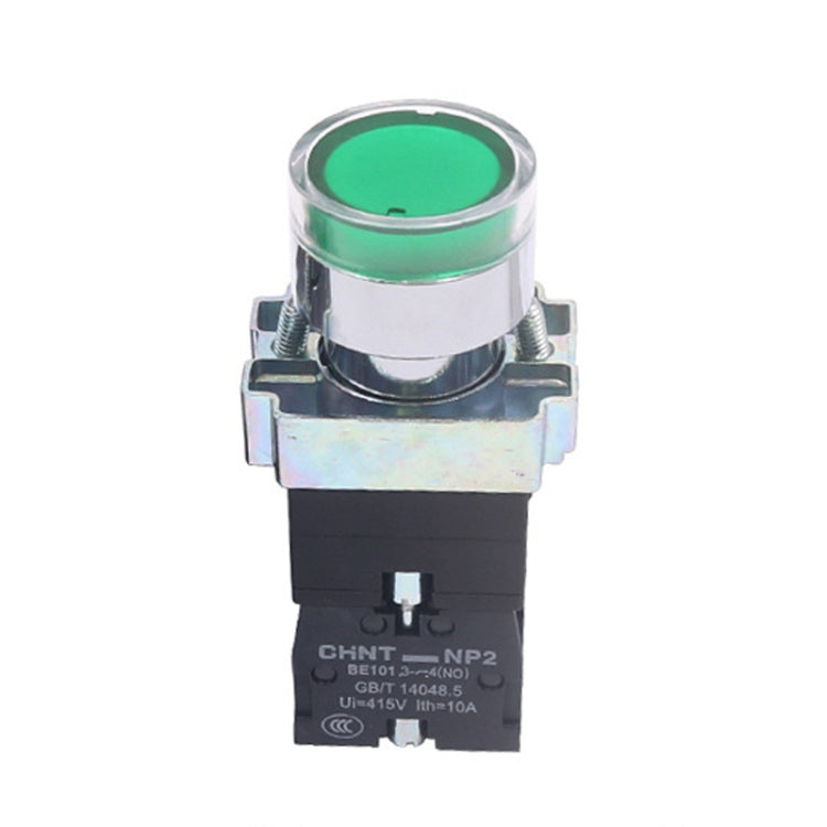 CHINT NP2-BW3361/220V 1 NO Pushbutton Switches With LED Light Silver Alloy Contact Push Button (Green) - Car Switches by PMC TechLife | Online Shopping South Africa | PMC TechLife | Buy Now Pay Later Mobicred