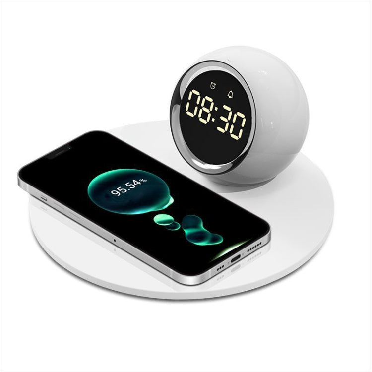 K22T 15W Multifunctional Rotatable Clock Night Light Wireless Fast Charger, Color: White - Wireless Charger by PMC Jewellery | Online Shopping South Africa | PMC Jewellery | Buy Now Pay Later Mobicred