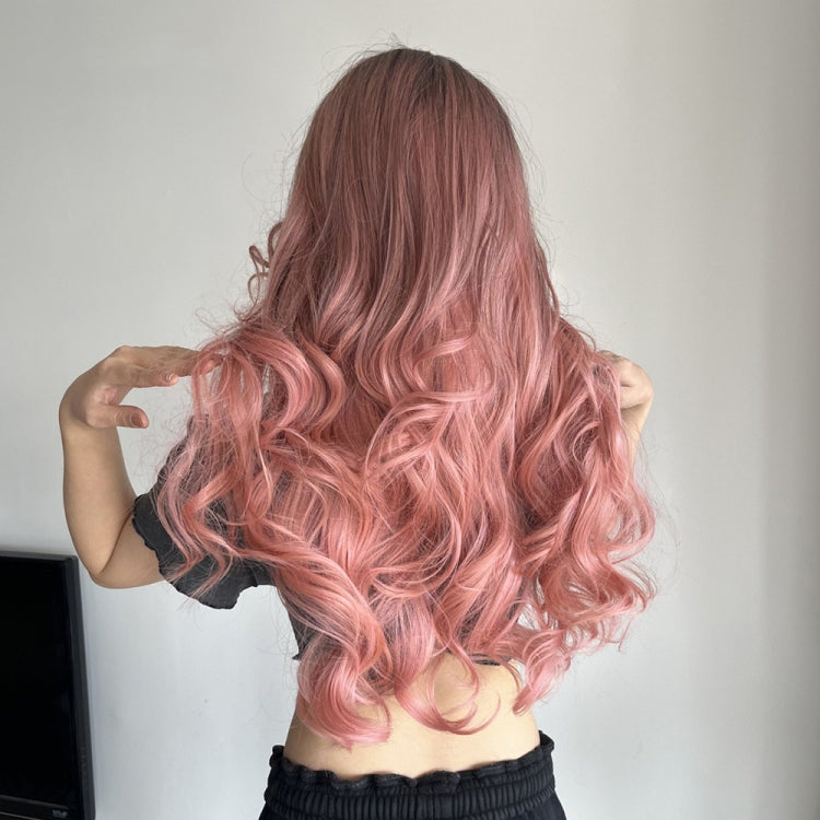 Gradient Pink Long Curly Chemical Fiber Wig Headgear(LC6018) - free shipping - PMC TechLife - Order now!