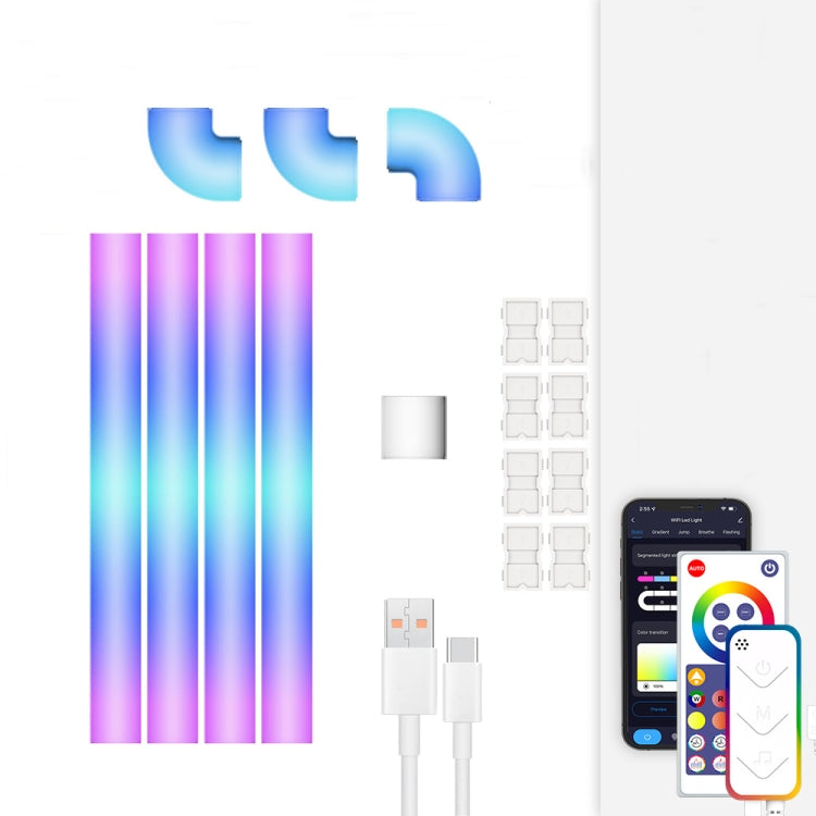 4pcs+3 Corners Bluetooth 12V RGBIC Splicing Wall Light Intelligent Remote Control Indoor Decorative Ambient Lights(UK Plug) - Novelty Lighting by PMC TechLife | Online Shopping South Africa | PMC TechLife | Buy Now Pay Later Mobicred