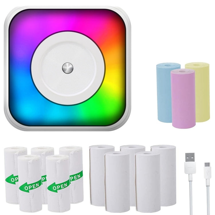 RGB Light Portable Mini Bluetooth Printer Inkless Document Label Printer with 5 Paper+5 Stickers+3 Color Paper - Printer by PMC Jewellery | Online Shopping South Africa | PMC Jewellery