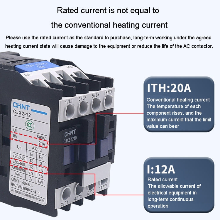 CHNT CJX2-1801 18A 220V Silver Alloy Contacts Multi-Purpose Single-Phase AC Contactor - Relays by CHNT | Online Shopping South Africa | PMC TechLife | Buy Now Pay Later Mobicred