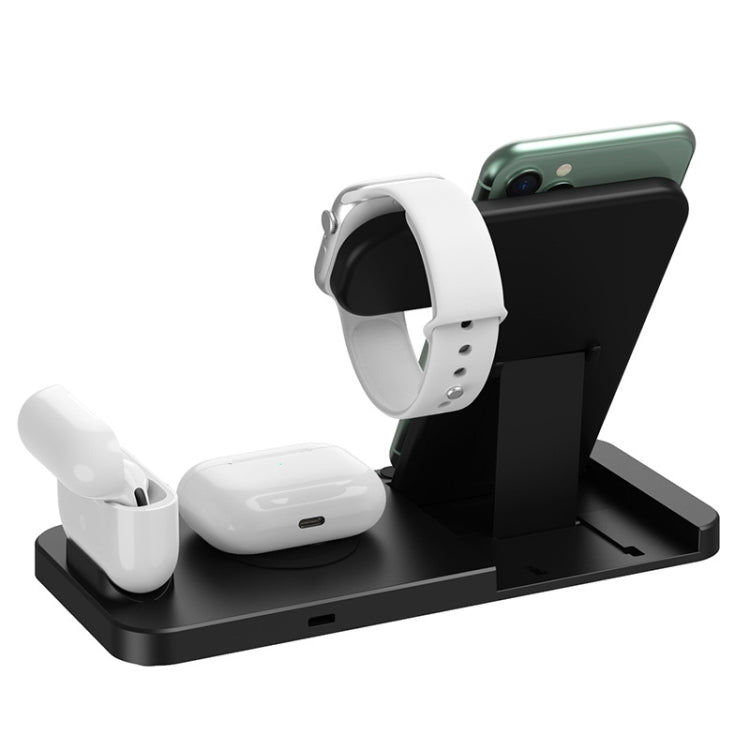 4-in-1 Foldable Desktop Mobile Phone Watch Earphones Wireless Charger(White) - Wireless Charger by PMC Jewellery | Online Shopping South Africa | PMC Jewellery | Buy Now Pay Later Mobicred