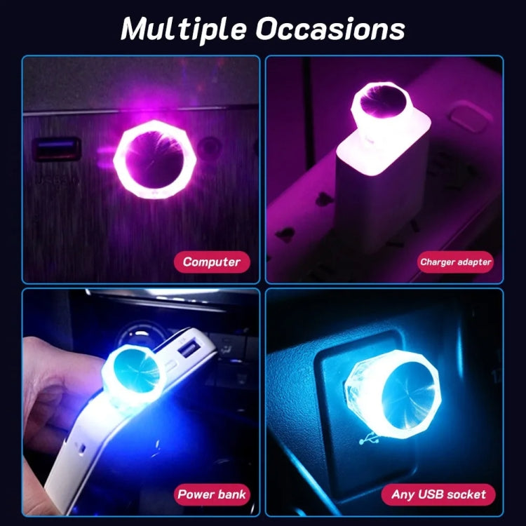 Car Diamond Model USB Ambient Light Charge-Free Plug And Play LED Decorative Lights(Ice Blue) - Atmosphere lights by PMC TechLife | Online Shopping South Africa | PMC TechLife | Buy Now Pay Later Mobicred