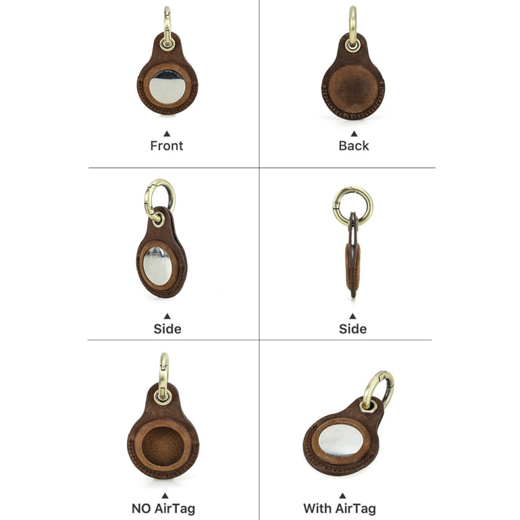 For Airtag CONTACTS FAMILY CF1139 First-layer Cowhide Tracker Protective Case Pet Locator Leather Case(Brown) - Key Chain Series by CONTACTS FAMILY | Online Shopping South Africa | PMc TechLife | Buy Now Pay Later Mobicred
