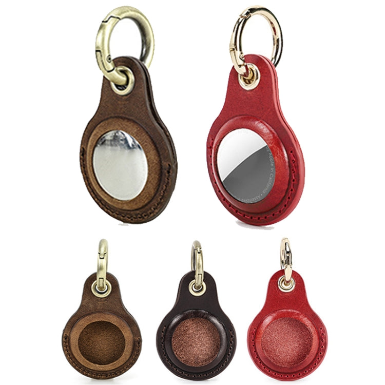 For Airtag CONTACTS FAMILY CF1139 First-layer Cowhide Tracker Protective Case Pet Locator Leather Case(Brown) - Key Chain Series by CONTACTS FAMILY | Online Shopping South Africa | PMc TechLife | Buy Now Pay Later Mobicred