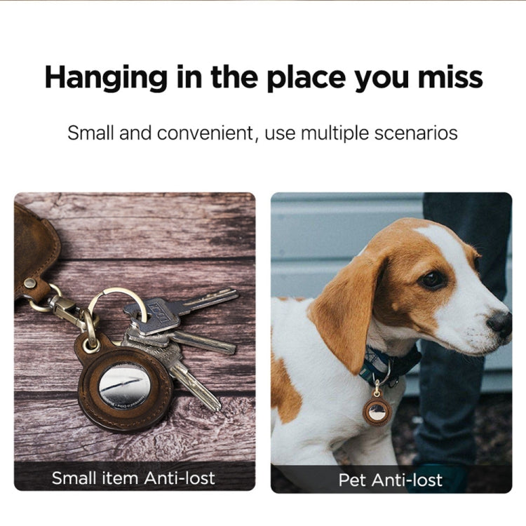 For Airtag CONTACTS FAMILY CF1139 First-layer Cowhide Tracker Protective Case Pet Locator Leather Case(Brown) - Key Chain Series by CONTACTS FAMILY | Online Shopping South Africa | PMc TechLife | Buy Now Pay Later Mobicred
