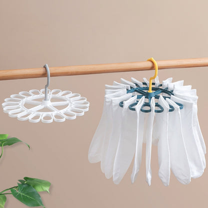 360 Degree Rotatable Sock Hanger With 20 Clips Round Laundry Drying Rack(Deep Blue) - Shelf & Hooks by PMC Jewellery | Online Shopping South Africa | PMC Jewellery | Buy Now Pay Later Mobicred