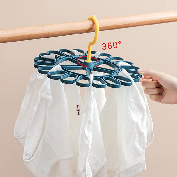 360 Degree Rotatable Sock Hanger With 20 Clips Round Laundry Drying Rack(White) - Shelf & Hooks by PMC TechLife | Online Shopping South Africa | PMC TechLife