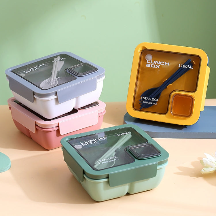 Square Microwaveable Lunch Box Hermetic Bento Box with Spoon Chopsticks(Blue) - Cutlery Sets by PMC TechLife | Online Shopping South Africa | PMC TechLife