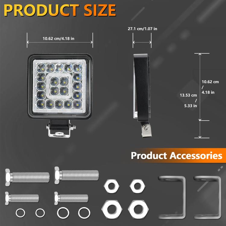 4 Inch Square Mixed Light Double-Circle Angel Eye Work Light(E10 1pair) - Work Lights by PMc TechLife | Online Shopping South Africa | PMc TechLife | Buy Now Pay Later Mobicred