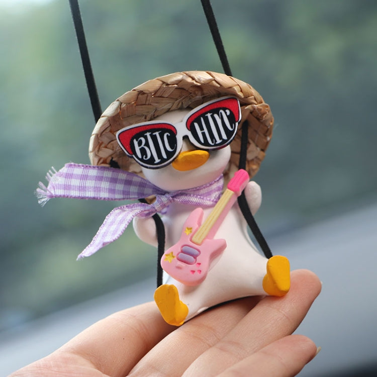 Car Cartoon Duck Rear View Mirror Interior Pendant(Pink Guitar Duck) - free shipping - PMC TechLife - Order now!