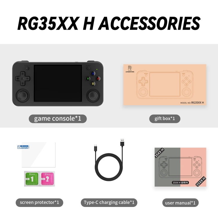 ANBERNIC RG35XX H Handheld Game Console 3.5 Inch IPS Screen Linux System 64GB(Transparent White) - free shipping - PMC TechLife - Order now!