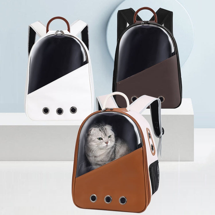 PU Pet Bag Cats And Dogs Outing Carrying Capsule Double Shoulder Backpacks(Model 1 Brown) - Pet Bags by PMC TechLife | Online Shopping South Africa | PMC TechLife | Buy Now Pay Later Mobicred