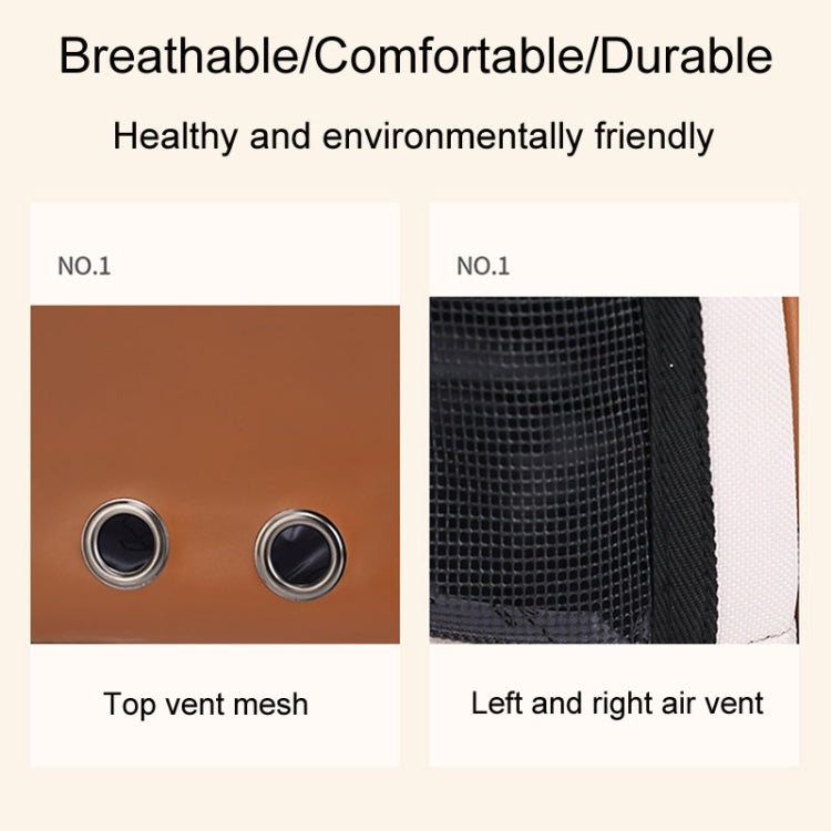 PU Pet Bag Cats And Dogs Outing Carrying Capsule Double Shoulder Backpacks(Model 1 Brown) - Pet Bags by PMC TechLife | Online Shopping South Africa | PMC TechLife | Buy Now Pay Later Mobicred