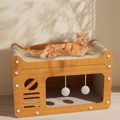 2 In 1 Cat Scratching Board Spacious Kitten Scratcher Box Lounge Bed Sturdy Cat House, Style: Two Layer Small - Cat Scratch Board by PMC Jewellery | Online Shopping South Africa | PMC Jewellery