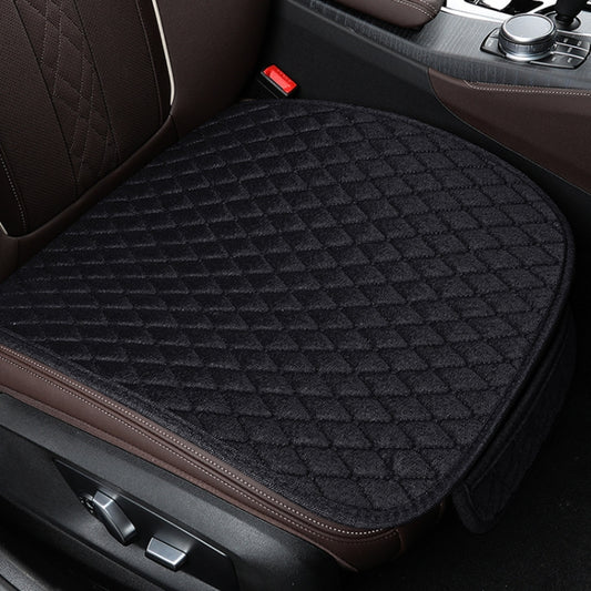 Non-Slip Rhombus Imitation Linen Car Seat Cushion, Color: Black Front Row - Seat Accessories by PMC Jewellery | Online Shopping South Africa | PMC Jewellery | Buy Now Pay Later Mobicred