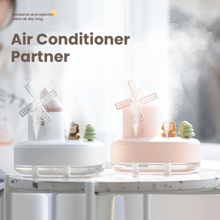 ZAY-H007 LED Light Double Spray Wireless Mini Desktop Windmill Music Humidifier(White) - free shipping - PMC TechLife - Order now!