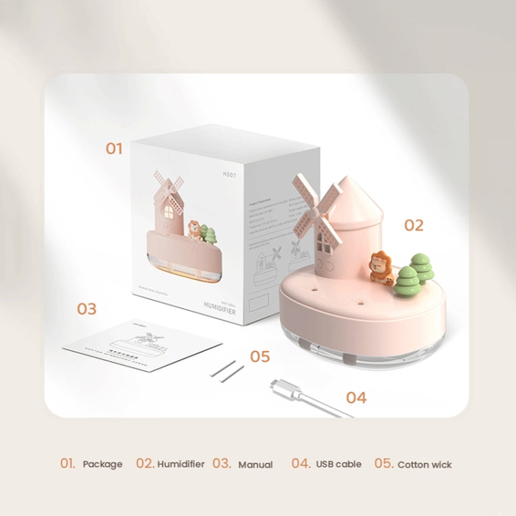 ZAY-H007 LED Light Double Spray Wireless Mini Desktop Windmill Music Humidifier(White) - free shipping - PMC TechLife - Order now!
