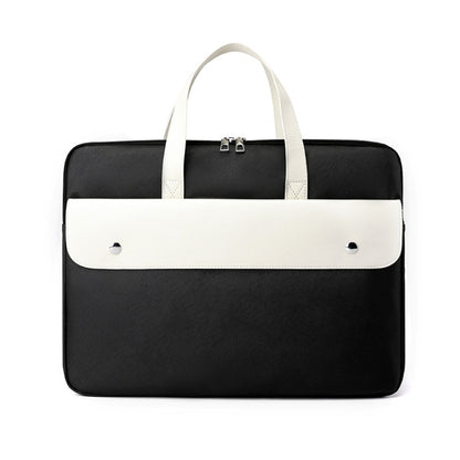 14 Inch Contrasting Color PU Leather Laptop Bag Computer Bag Briefcase Cover(Black) - 14.1 inch by PMC Jewellery | Online Shopping South Africa | PMC Jewellery | Buy Now Pay Later Mobicred