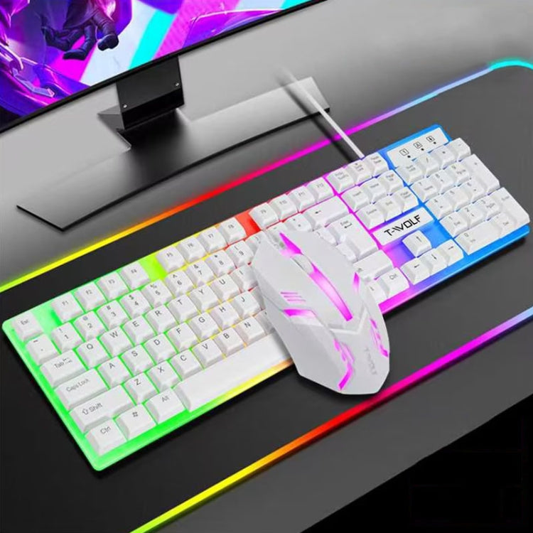 T-WOLF TF230 Colorful Light Effect Game Office Computer Wired Keyboard and Mouse Kit(White) - Wired Keyboard by T-WOLF | Online Shopping South Africa | PMC Jewellery | Buy Now Pay Later Mobicred