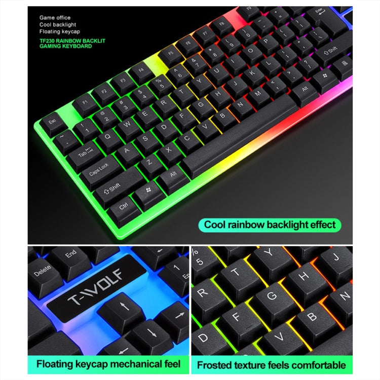 T-WOLF TF230 Colorful Light Effect Game Office Computer Wired Keyboard and Mouse Kit(White) - Wired Keyboard by T-WOLF | Online Shopping South Africa | PMC Jewellery | Buy Now Pay Later Mobicred