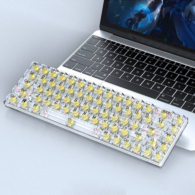 T-WOLF T40 68-Keys RGB Mixed Light Office Gaming Transparent Mechanical Keyboard(Yellow) - Wired Keyboard by T-WOLF | Online Shopping South Africa | PMC Jewellery | Buy Now Pay Later Mobicred