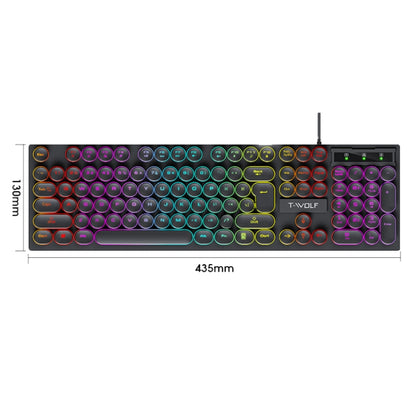 T-WOLF T80 104-Keys RGB Illuminated Office Game Wired Punk Retro Keyboard, Color: Black - Wired Keyboard by T-WOLF | Online Shopping South Africa | PMC Jewellery | Buy Now Pay Later Mobicred