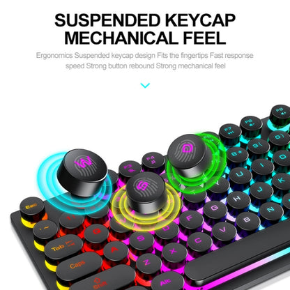 T-WOLF T80 104-Keys RGB Illuminated Office Game Wired Punk Retro Keyboard, Color: Black - Wired Keyboard by T-WOLF | Online Shopping South Africa | PMC Jewellery | Buy Now Pay Later Mobicred