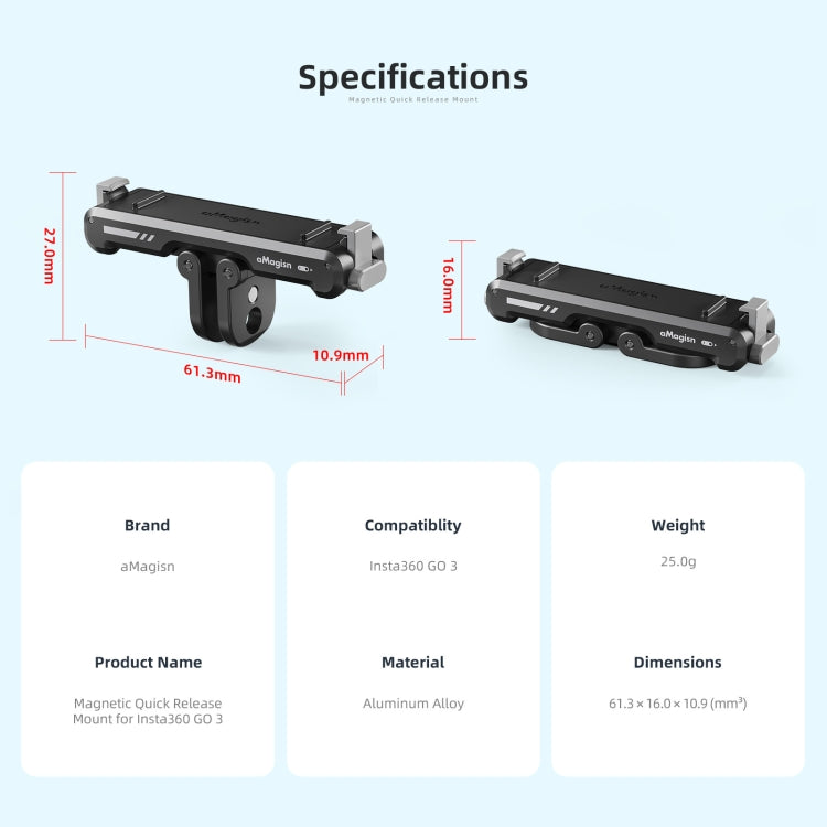 For Insta360 GO 3 aMagisn Magnetic Fast Disassembly Bottom Seat Bracket Sports Camera Accessories - Others by aMagisn | Online Shopping South Africa | PMC Jewellery | Buy Now Pay Later Mobicred