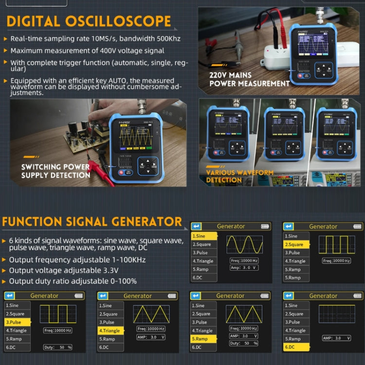 FNIRSI 3 In 1 Handheld Digital Oscilloscope LCR Transistor Tester, Specification: Standard - Digital Multimeter by FNIRSI | Online Shopping South Africa | PMC Jewellery