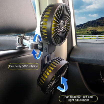 SUITU F4208 Car Cooling Fan Vehicle Rear Seatback USB Dual-Head Electrical Fan(Yellow And Black) - Heating & Fans by SUITU | Online Shopping South Africa | PMC Jewellery | Buy Now Pay Later Mobicred