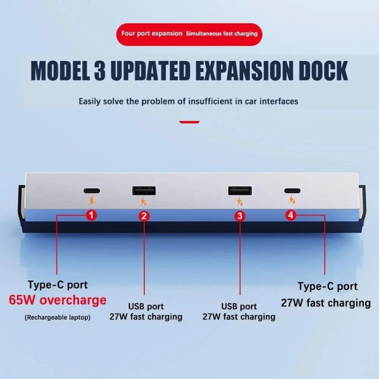 For 2023.9 Tesla Model 3 65W Central Control USB Interface Expansion Dock(Original Color) - DIY Modified Charger by PMC Jewellery | Online Shopping South Africa | PMC Jewellery | Buy Now Pay Later Mobicred