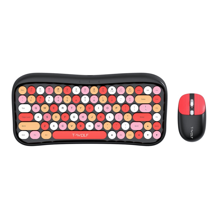 T-WOLF TF660 2.4G+5.0 Bluetooth Dual-Mode Retro Wireless Keyboard And Mouse Set(Black Red) - free shipping - PMC Jewellery - Order now!