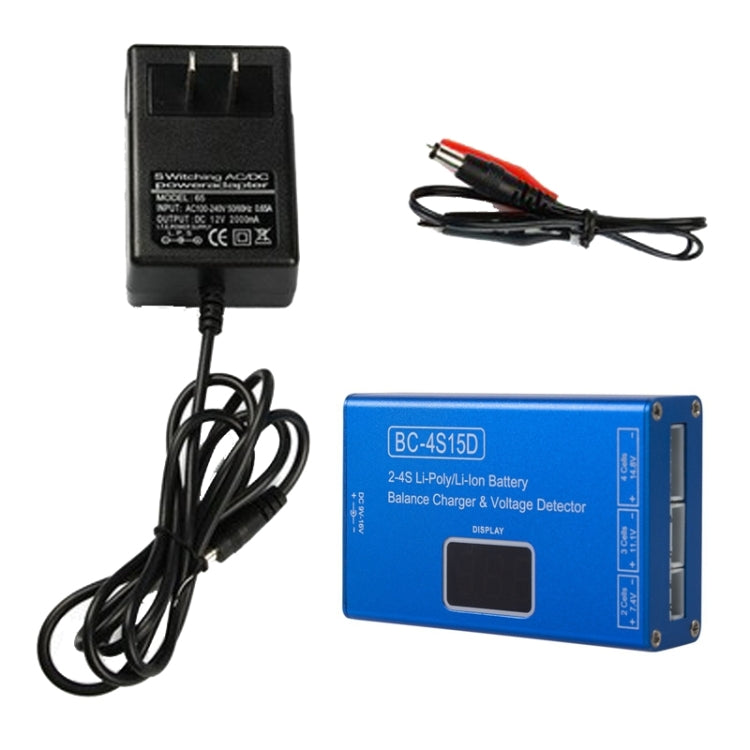 Li-Ion Battery LED Digital Display Balance Charging Case With Power Supply, US Plug(Blue) - Charger & Converter by PMC TechLife | Online Shopping South Africa | PMC TechLife | Buy Now Pay Later Mobicred