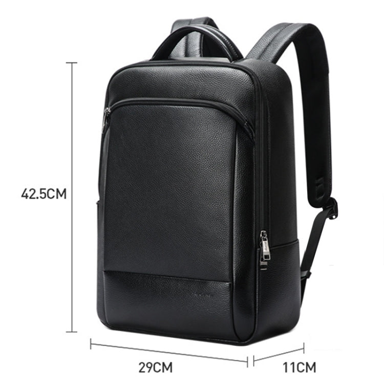 Bopai 61-123311 Large-Capacity First-Layer Cowhide Business Laptop Backpack(Black) - Backpack by Bopai | Online Shopping South Africa | PMC Jewellery | Buy Now Pay Later Mobicred