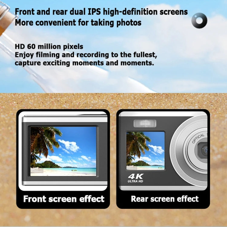 4K HD Optical Zoom Digital Camera 60MP Dual Screen Selfie Camera, No Memory(Black) - Video Cameras by PMC TechLife | Online Shopping South Africa | PMC TechLife | Buy Now Pay Later Mobicred