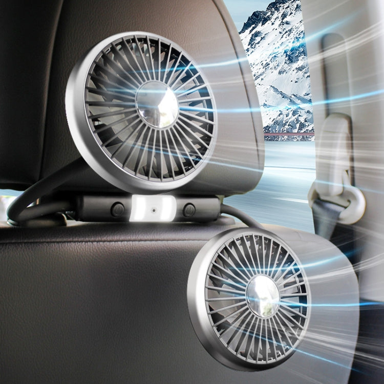 Car Double-head Hose Seat Fan with Light(Black) - Heating & Fans by PMC TechLife | Online Shopping South Africa | PMC TechLife | Buy Now Pay Later Mobicred